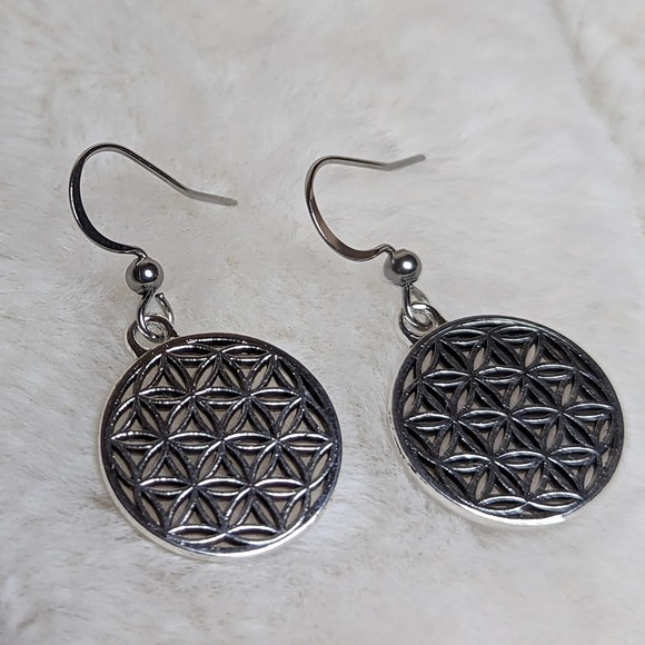 Flower of Life Charm Earrings - Picture 1 of 3